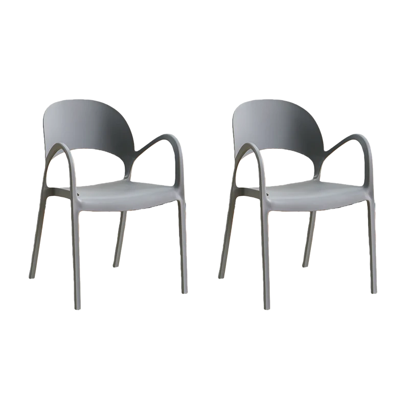 Set de 2 Sillas Bremen, Gris Oscuro, con Espaldar, Reposa Brazos y Diseño Minimalista