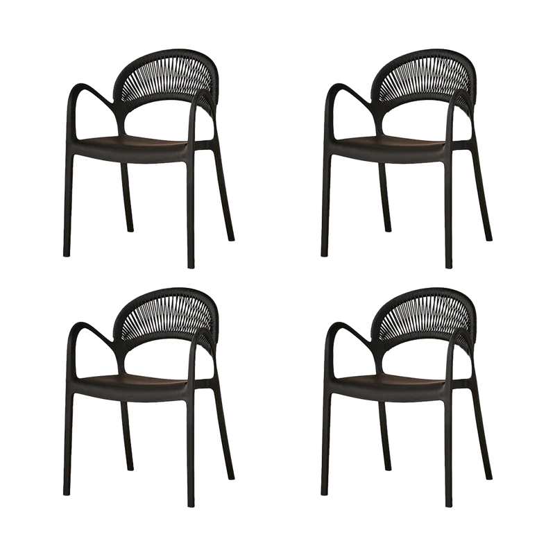 Set de 4 Sillas Daytona, Negro, con Espaldar, Reposa Brazos y Diseño Minimalista