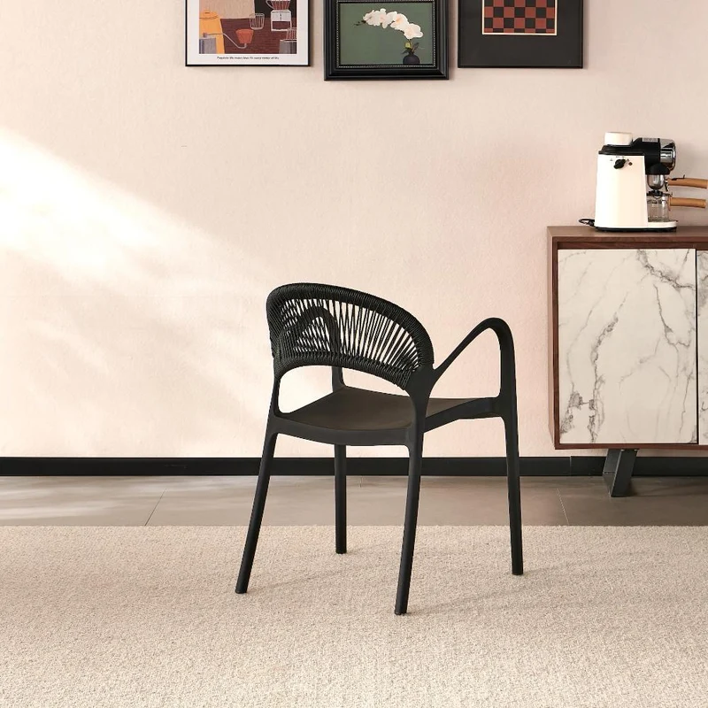 Set de 2 Sillas Daytona, Negro, con Espaldar, Reposa Brazos y Diseño Minimalista