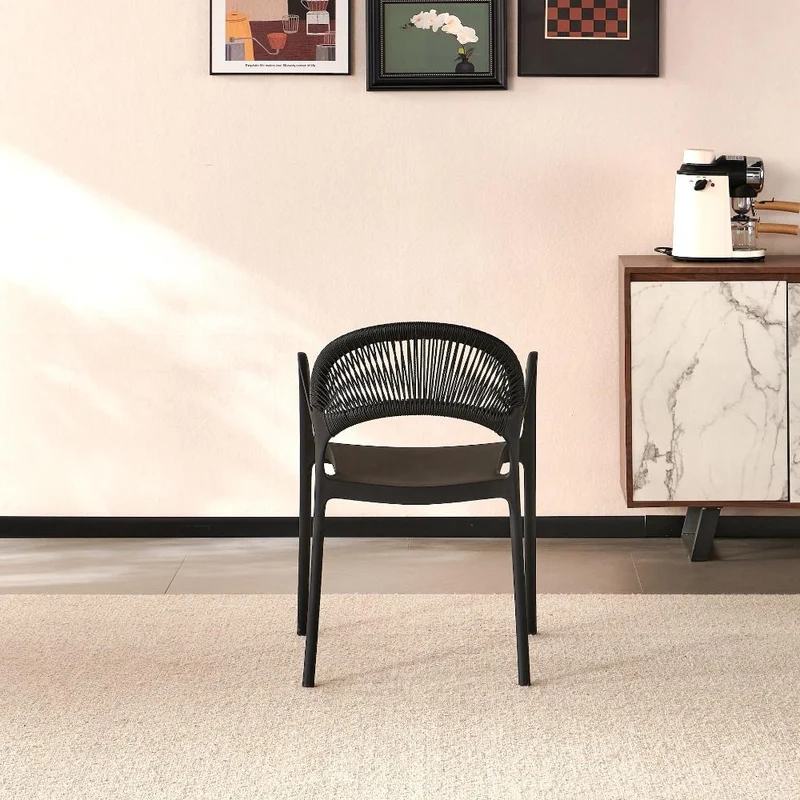 Set de 2 Sillas Daytona, Negro, con Espaldar, Reposa Brazos y Diseño Minimalista