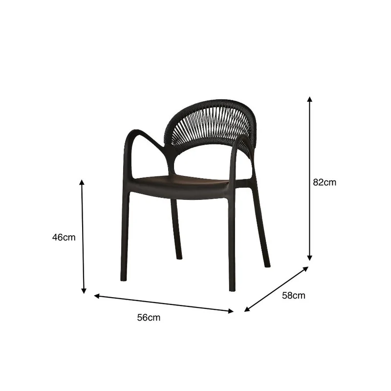 Set de 2 Sillas Daytona, Negro, con Espaldar, Reposa Brazos y Diseño Minimalista