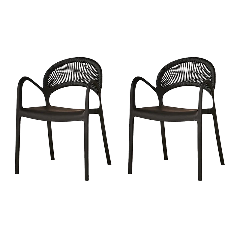 Set de 2 Sillas Daytona, Negro, con Espaldar, Reposa Brazos y Diseño Minimalista
