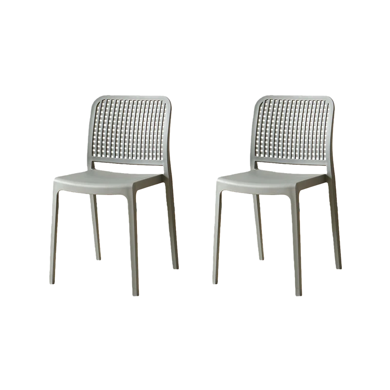 Set de 2 Sillas Bronx , Gris Oscuro, con Espaldar en Cuadrados y Diseño Minimalista
