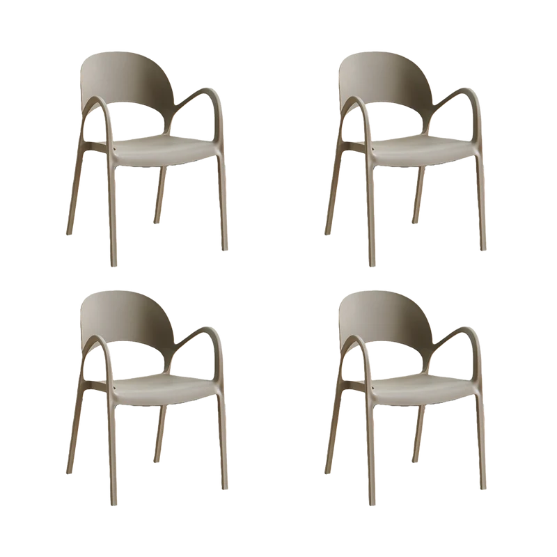 Set de 4 Sillas Bremen, Taupe, con Espaldar, Reposa Brazos y Diseño Minimalista