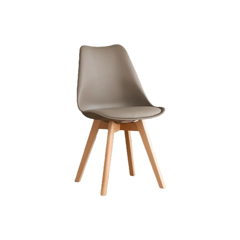 Set de 2 Sillas Fyn, Taupe, Diseño Minimalista con Espaldar, Cojín y Patas de Madera