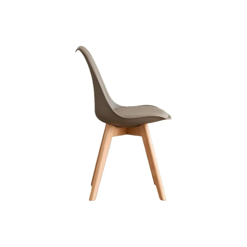 Set de 2 Sillas Fyn, Taupe, Diseño Minimalista con Espaldar, Cojín y Patas de Madera