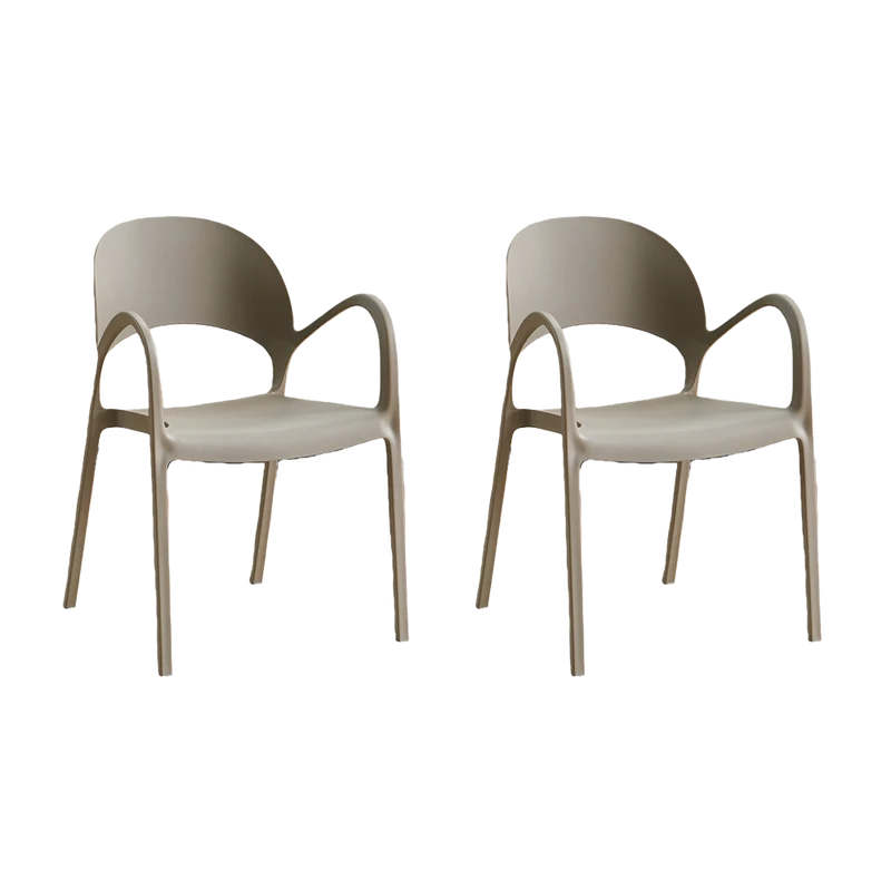 Set de 2 Sillas Bremen, Taupe, con Espaldar, Reposa Brazos y Diseño Minimalista
