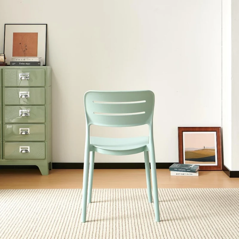 Set de 4 Sillas Harriman, Azul Claro, con Medio Espaldar y Diseño Minimalista