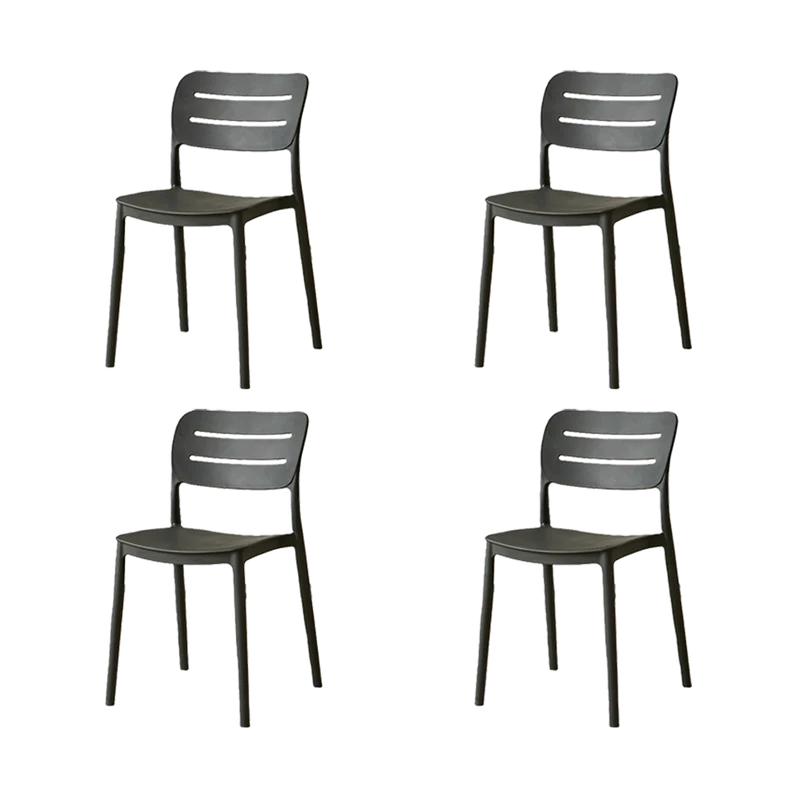 Set de 4 Sillas Harriman, Negro, con Medio Espaldar y Diseño Minimalista