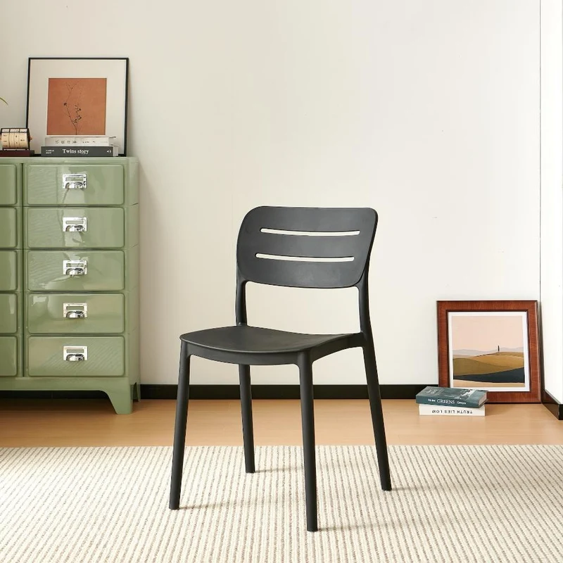 Set de 2 Sillas Harriman, Negro, con Medio Espaldar y Diseño Minimalista