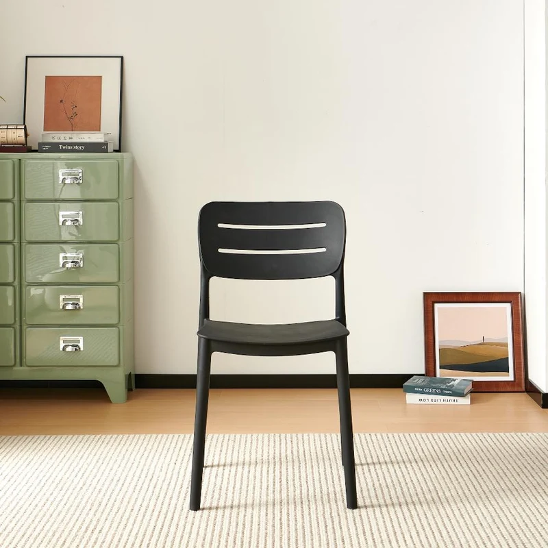 Set de 2 Sillas Harriman, Negro, con Medio Espaldar y Diseño Minimalista