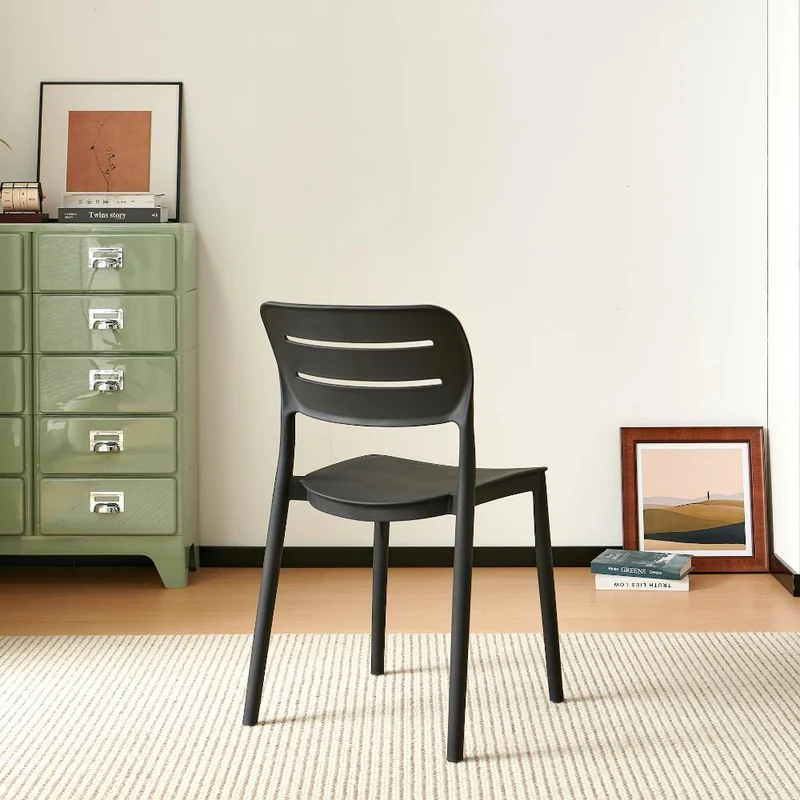 Set de 2 Sillas Harriman, Negro, con Medio Espaldar y Diseño Minimalista