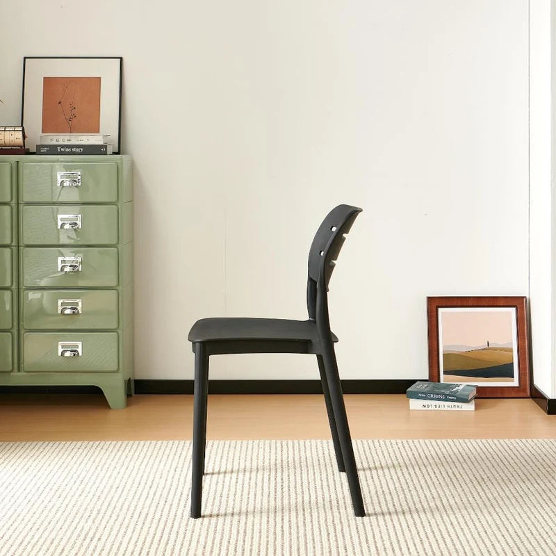 Set de 2 Sillas Harriman, Negro, con Medio Espaldar y Diseño Minimalista
