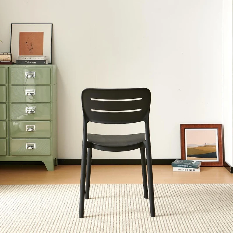 Set de 2 Sillas Harriman, Negro, con Medio Espaldar y Diseño Minimalista