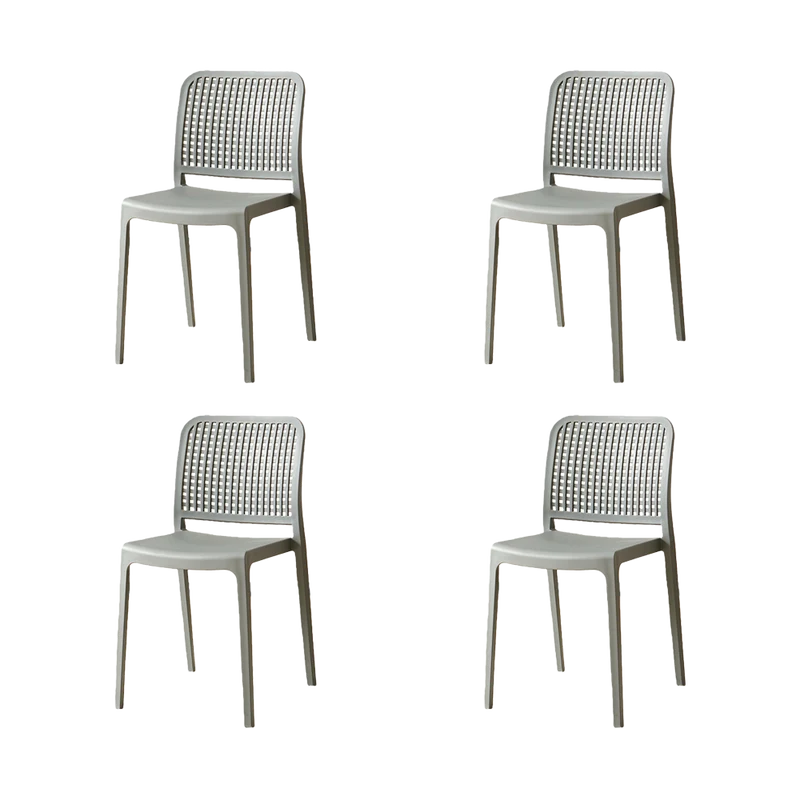 Set de 4 Sillas Bronx, Gris Oscuro, con Espaldar en Cuadrados y Diseño Minimalista