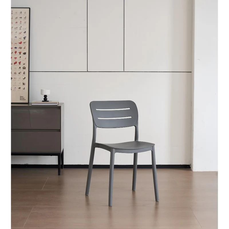 Set de 2 Sillas Harriman, Gris Oscuro, con Medio Espaldar y Diseño Minimalista