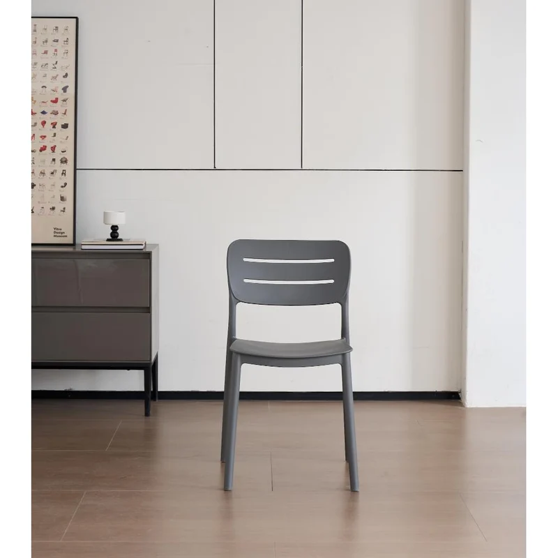 Set de 2 Sillas Harriman, Gris Oscuro, con Medio Espaldar y Diseño Minimalista