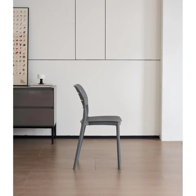 Set de 2 Sillas Harriman, Gris Oscuro, con Medio Espaldar y Diseño Minimalista