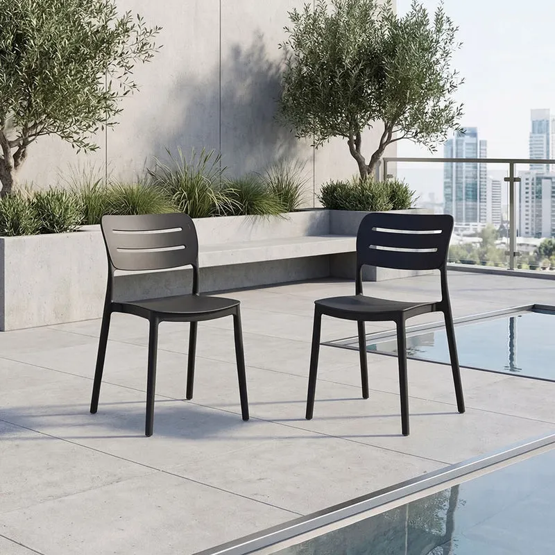 Set de 2 Sillas Harriman, Negro, con Medio Espaldar y Diseño Minimalista