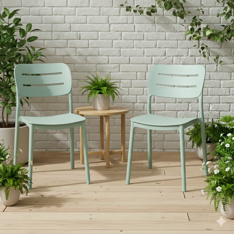 Set de 2 Sillas Harriman, Azul Claro , con Medio Espaldar y Diseño Minimalista