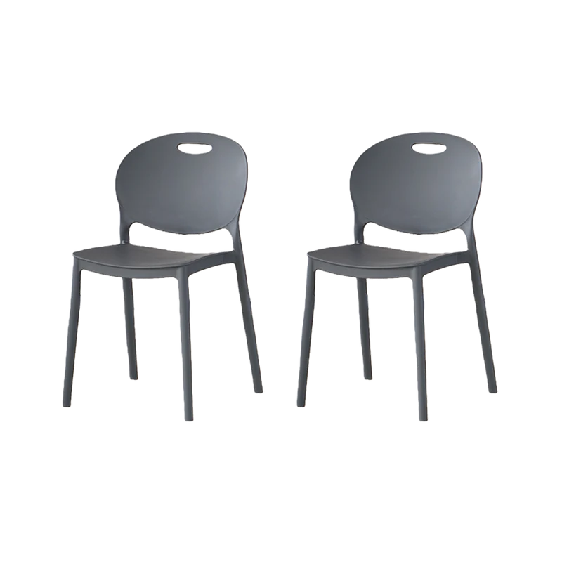 Set de 2 Sillas Queens, Gris Oscuro, con Espaldar Redondo y Diseño Minimalista