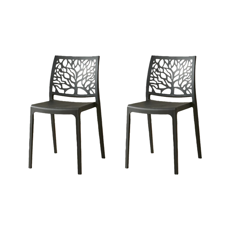 Set de 2 Sillas Harlem, Negro, con Espaldar en Forma de Árbol y Diseño Minimalista