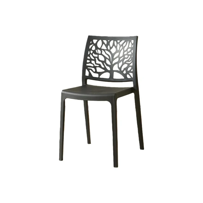 Set de 4 Sillas Harlem, Negro, con Espaldar en Forma de Árbol y Diseño Minimalista