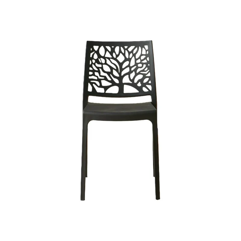Set de 4 Sillas Harlem, Negro, con Espaldar en Forma de Árbol y Diseño Minimalista