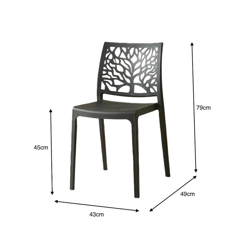 Set de 4 Sillas Harlem, Negro, con Espaldar en Forma de Árbol y Diseño Minimalista