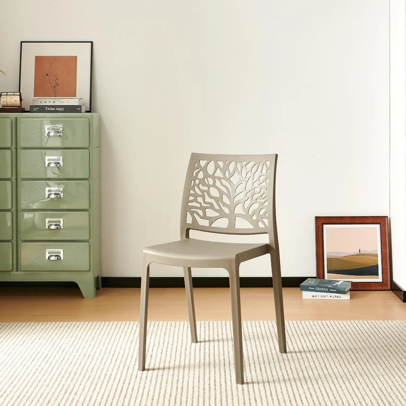Set de 2 Sillas Harlem, Taupe, con Espaldar en Forma de Árbol y Diseño Minimalista