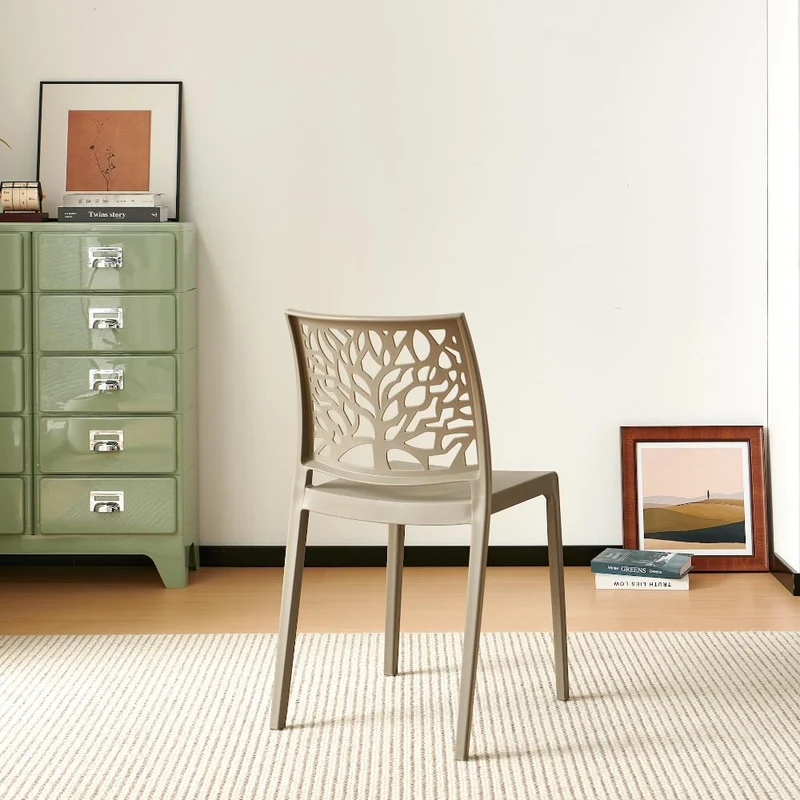 Set de 2 Sillas Harlem, Taupe, con Espaldar en Forma de Árbol y Diseño Minimalista