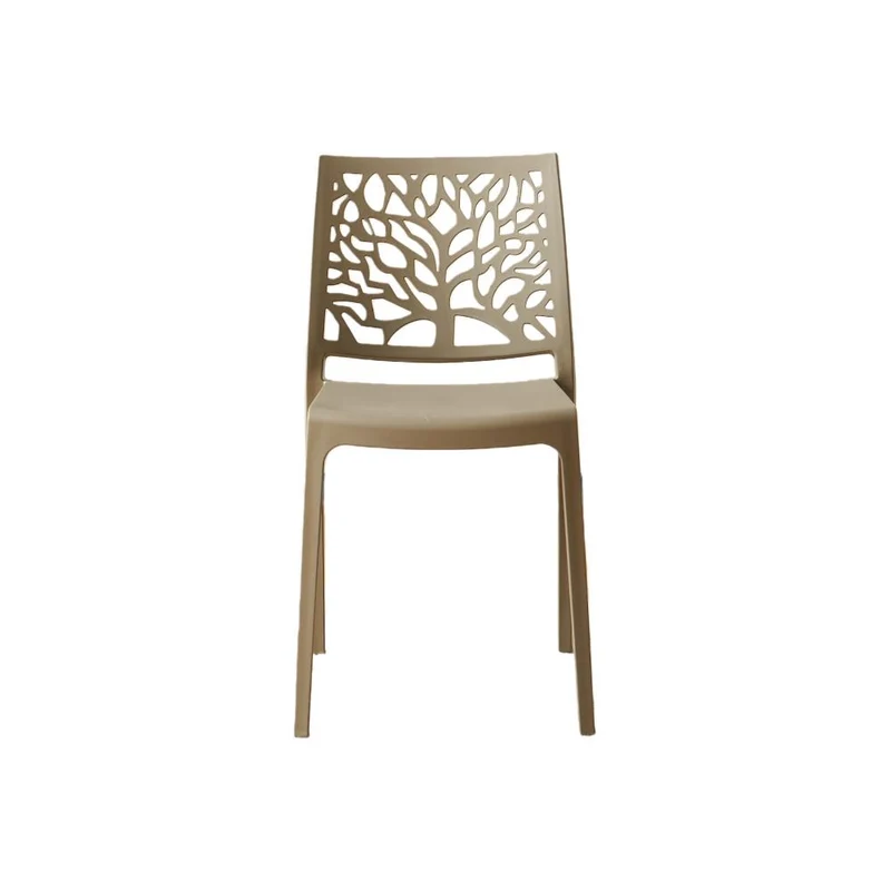 Set de 2 Sillas Harlem, Taupe, con Espaldar en Forma de Árbol y Diseño Minimalista