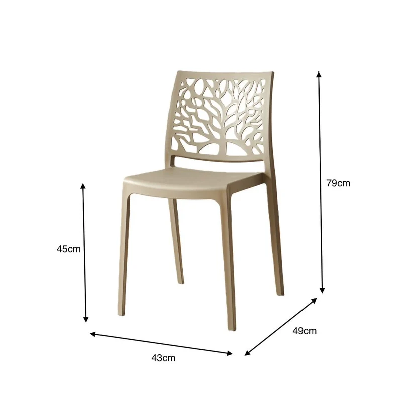Set de 2 Sillas Harlem, Taupe, con Espaldar en Forma de Árbol y Diseño Minimalista