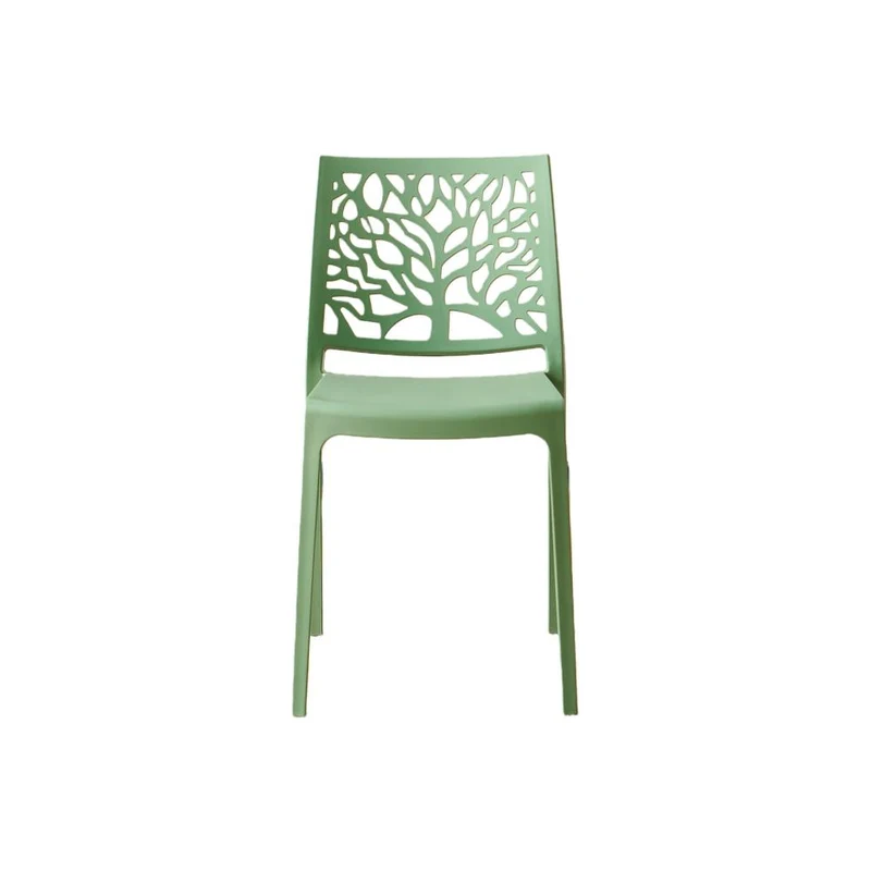 Set de 2 Sillas Harlem, Verde, con Espaldar en Forma de Árbol y Diseño Minimalista