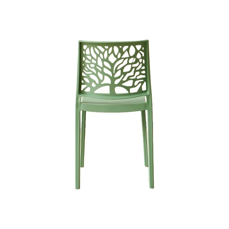 Set de 2 Sillas Harlem, Verde, con Espaldar en Forma de Árbol y Diseño Minimalista