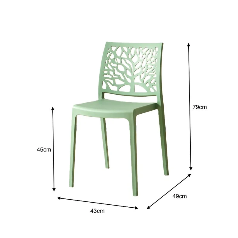 Set de 2 Sillas Harlem, Verde, con Espaldar en Forma de Árbol y Diseño Minimalista