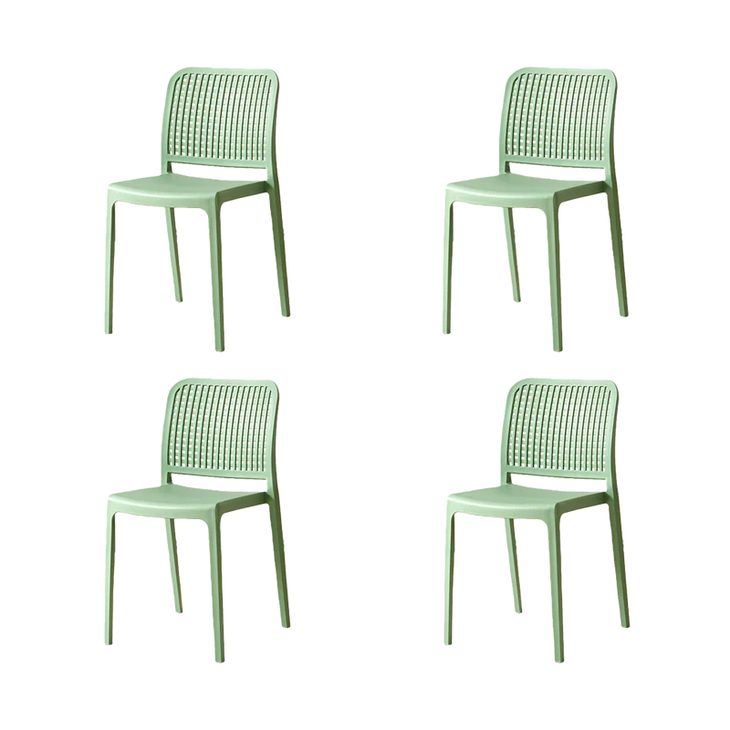 Set de 4 Sillas Bronx, Verde, con Espaldar en Cuadrados y Diseño Minimalista