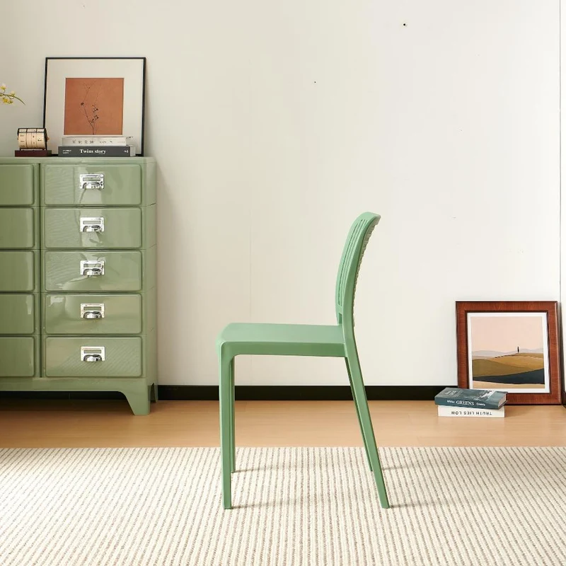 Set de 4 Sillas Bronx, Verde, con Espaldar en Cuadrados y Diseño Minimalista