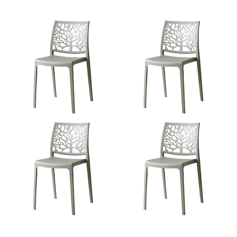 Set de 4 Sillas Harlem, Gris Oscuro, con Espaldar en Forma de Árbol y Diseño Minimalista