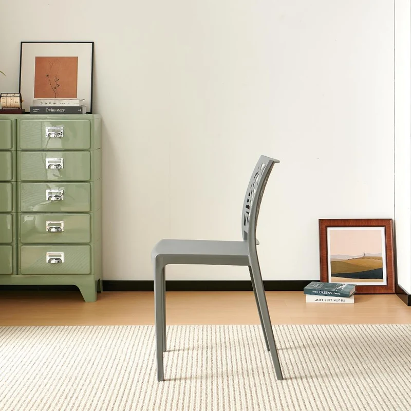 Set de 4 Sillas Harlem, Gris Oscuro, con Espaldar en Forma de Árbol y Diseño Minimalista