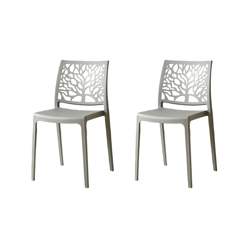Set de 2 Sillas Harlem, Gris Oscuro, con Espaldar en Forma de Árbol y Diseño Minimalista