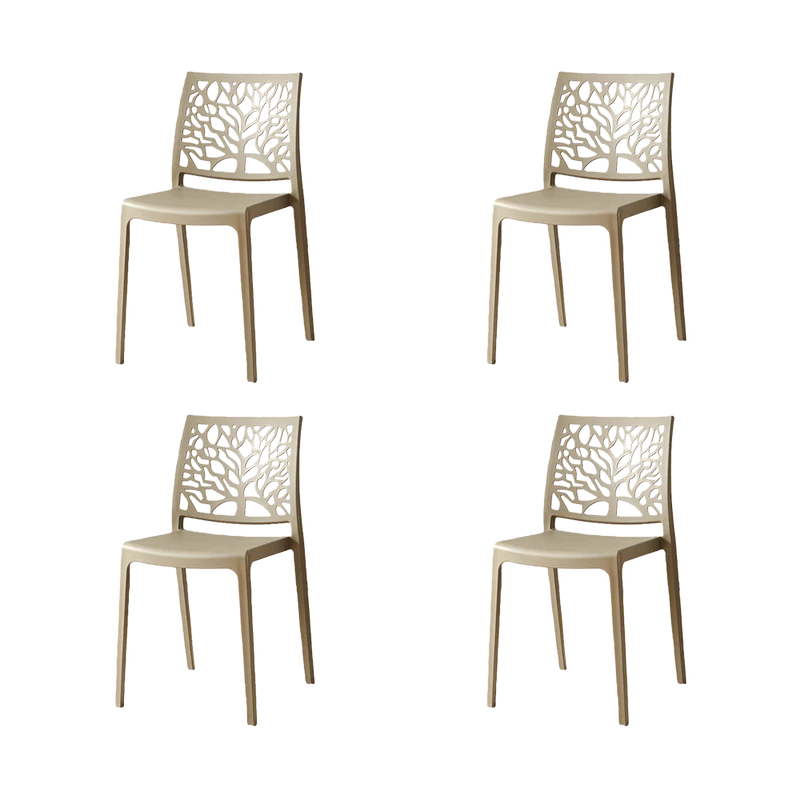 Set de 4 Sillas Harlem, Taupe, con Espaldar en Forma de Árbol y Diseño Minimalista