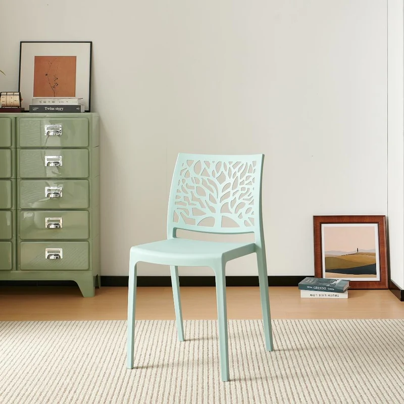 Set de 2 Sillas Harlem, Azul Claro, con Espaldar en Forma de Árbol y Diseño Minimalista