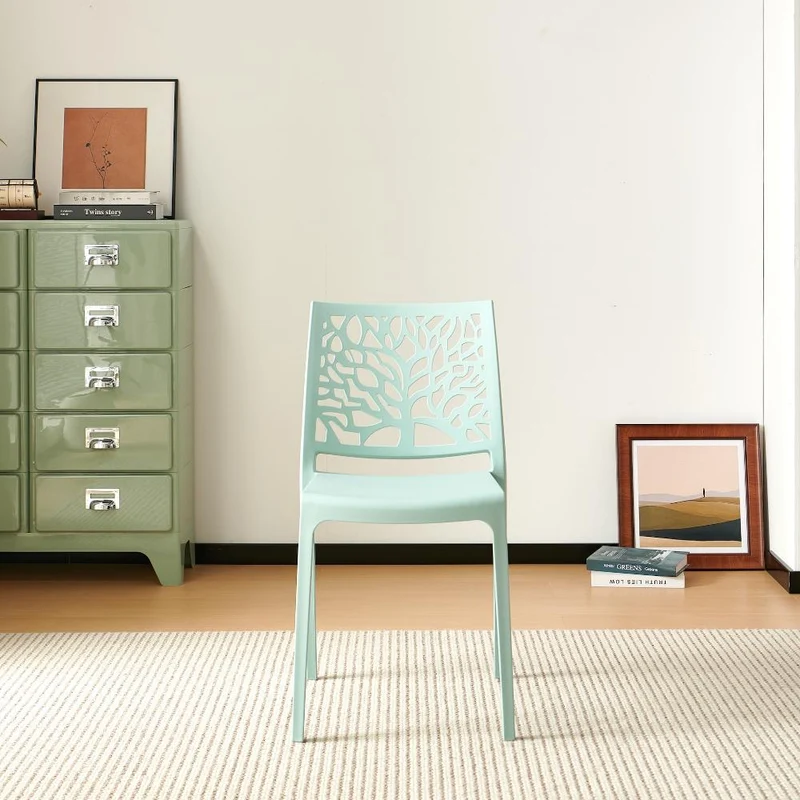 Set de 2 Sillas Harlem, Azul Claro, con Espaldar en Forma de Árbol y Diseño Minimalista