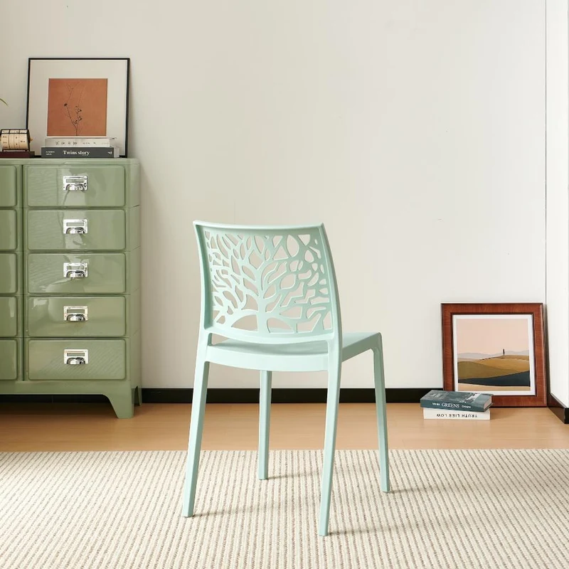 Set de 2 Sillas Harlem, Azul Claro, con Espaldar en Forma de Árbol y Diseño Minimalista