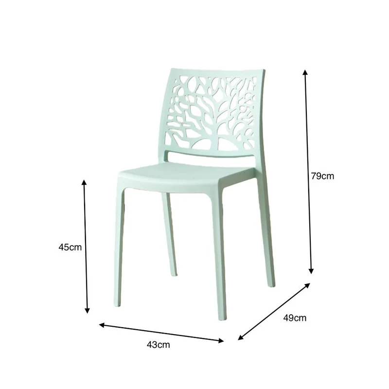 Set de 2 Sillas Harlem, Azul Claro, con Espaldar en Forma de Árbol y Diseño Minimalista