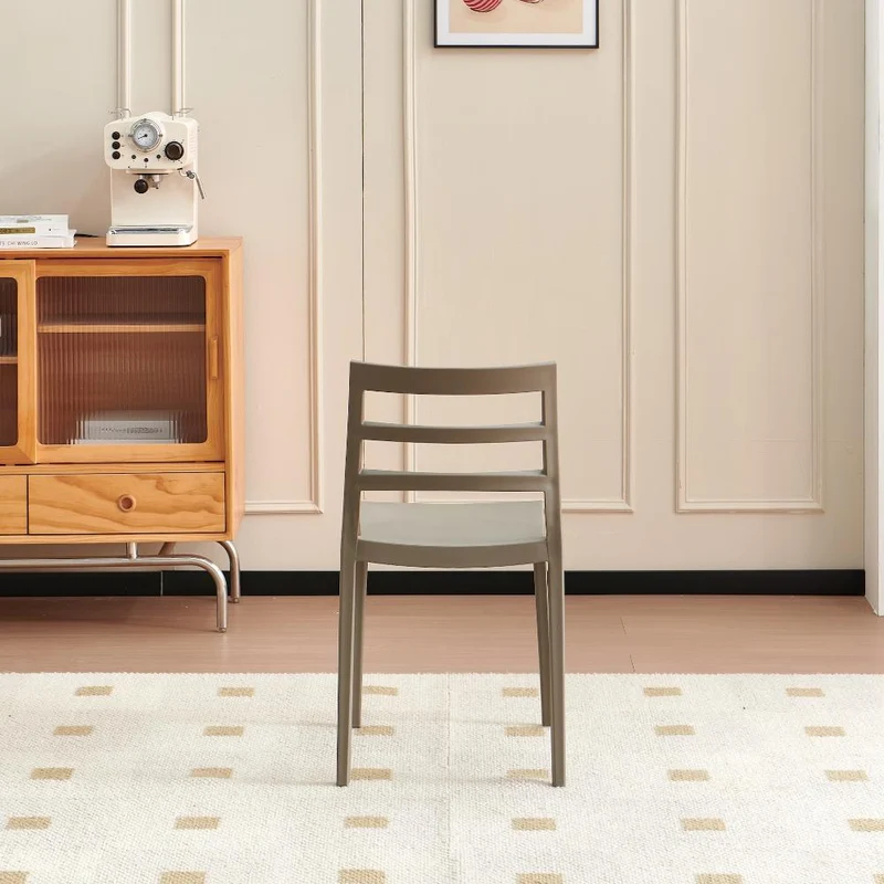Set de 2 Sillas New York, Taupe, con Espaldar en Líneas y Diseño Minimalista