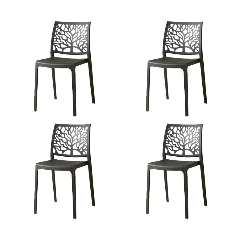 Set de 4 Sillas Harlem, Negro, con Espaldar en Forma de Árbol y Diseño Minimalista