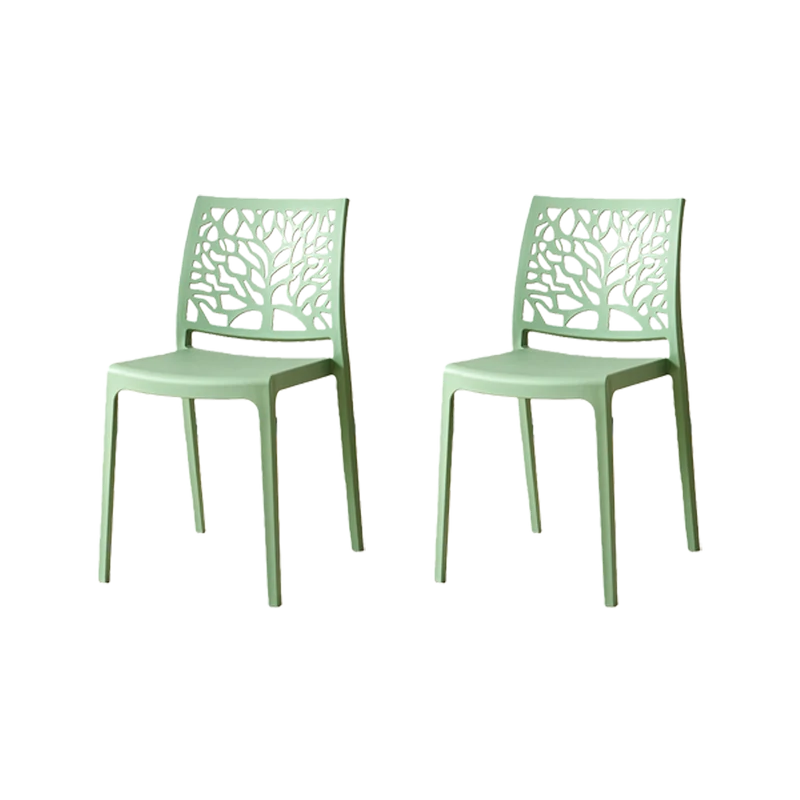 Set de 2 Sillas Harlem, Verde, con Espaldar en Forma de Árbol y Diseño Minimalista
