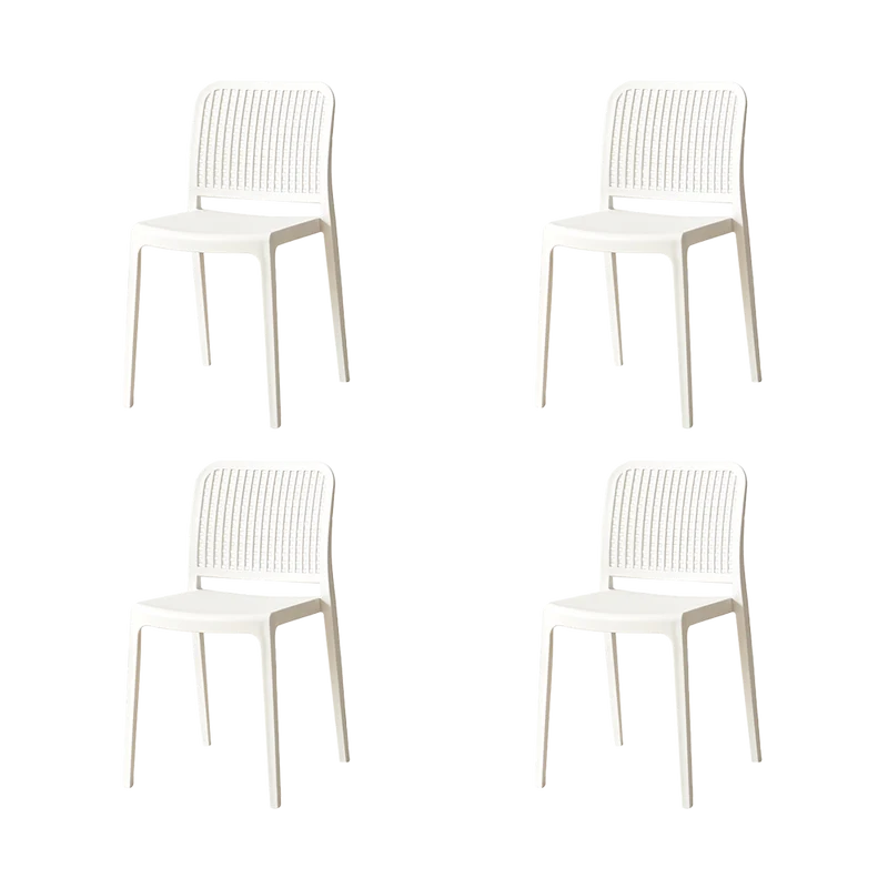 Set de 4 Sillas Bronx , Blanco, con Espaldar en Cuadrados y Diseño Minimalista